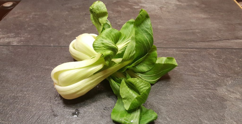 Rezept für Pak Choi und Kräuterseitlinge mit Glasnudeln und Asia-Salat