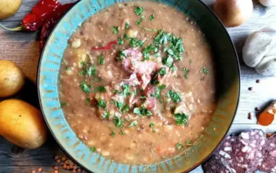 Linsensuppe mit Kasseler süß sauer